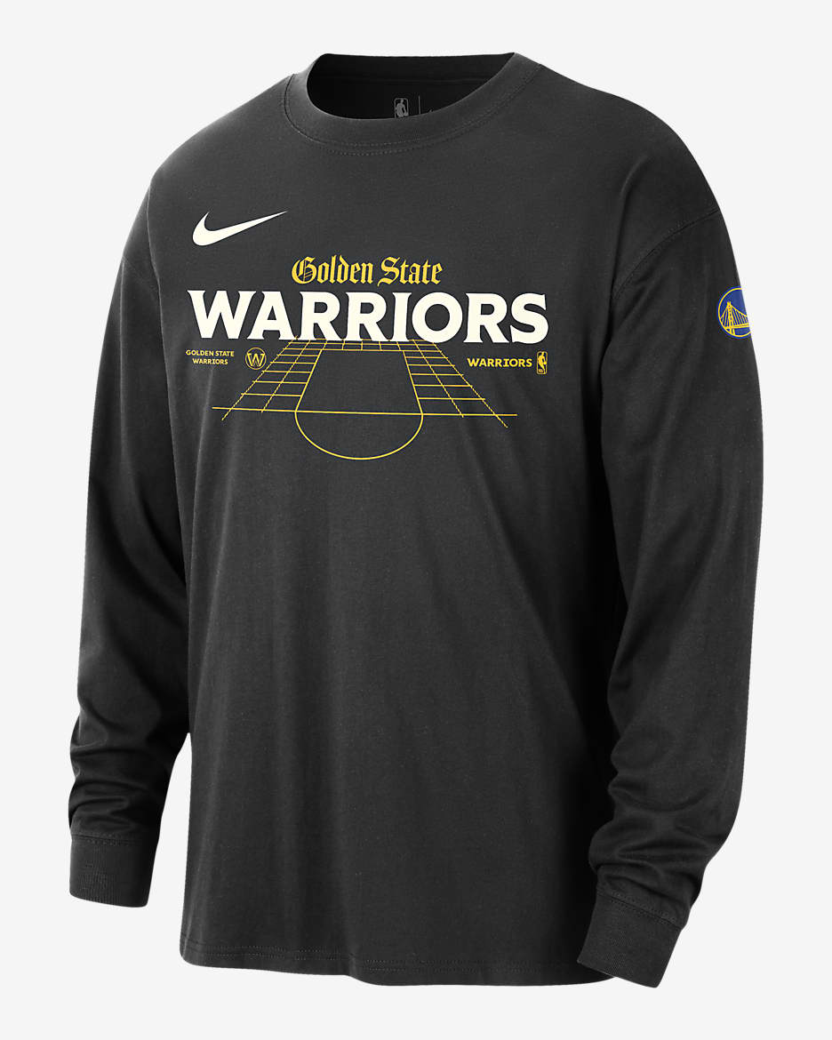 Playera Max90 de manga larga Nike de la NBA para hombre Golden State Warriors